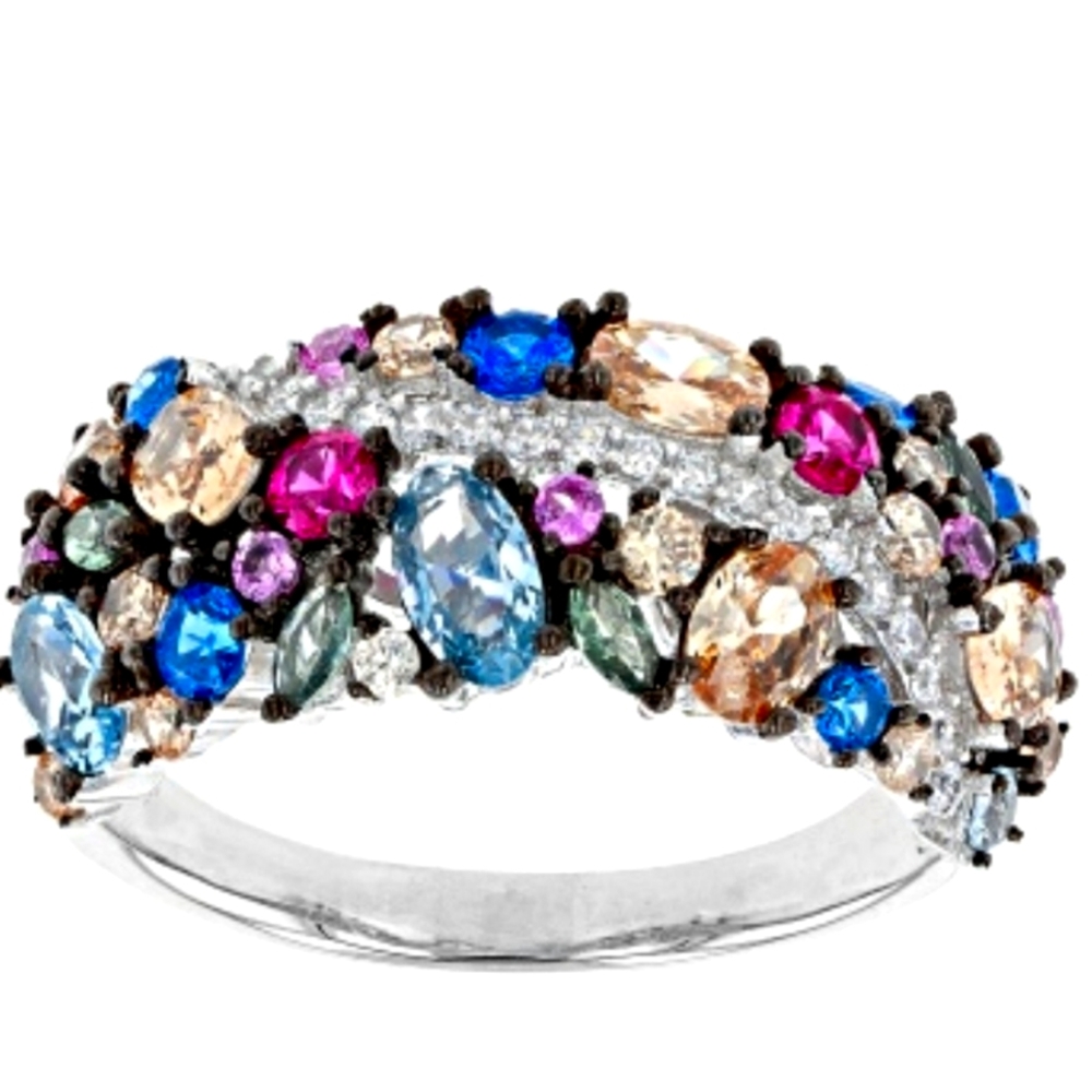 Vibrant 3.49CTW Multicolor Gemstone Simulant Ring